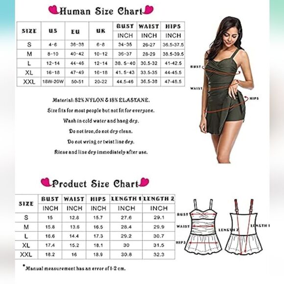 NEW WITH TAGS One Piece Bathing Suit with Flirty Skirt. Black Large - Picture 6 of 6